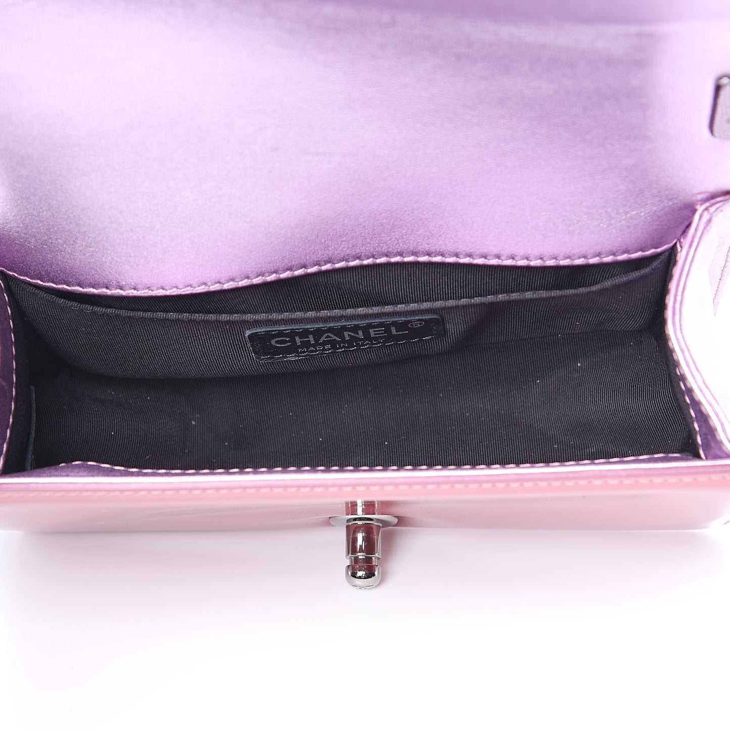 Metallic Patent Calfskin Quilted Small Boy Flap Pink
