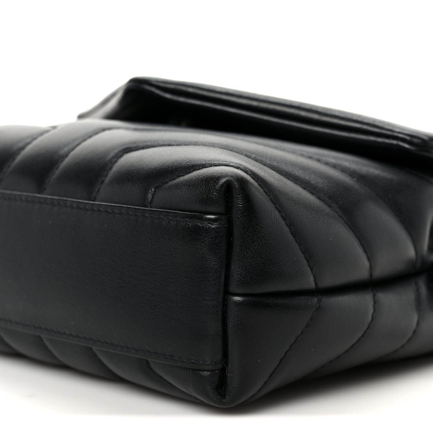 Calfskin Y Quilted Monogram Monochrome Toy Loulou Crossbody Bag Black