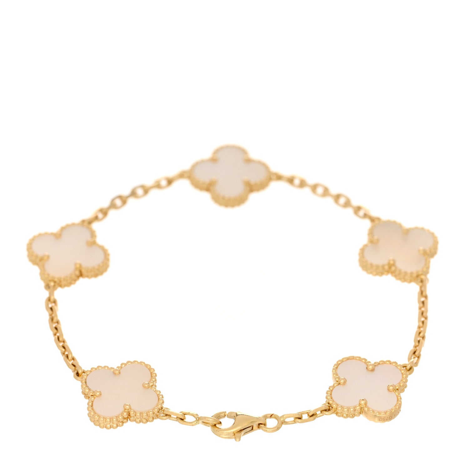 Van Cleef & Arpels 18K Yellow Gold Mother of Pearl 5 Motifs Vintage Alhambra Bracelet 2 of 3