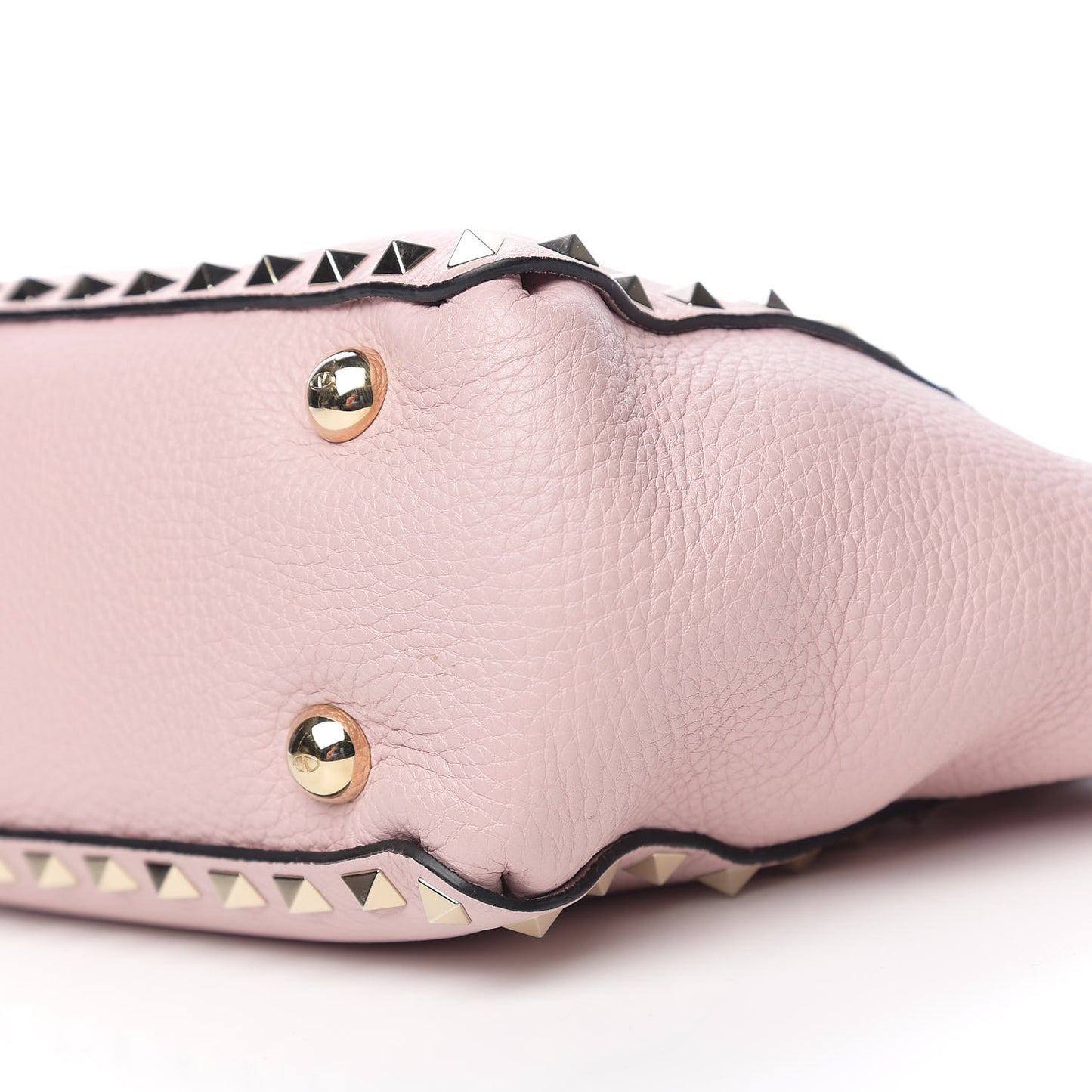 Pebbled Calfskin Mini Rockstud Tote Water Rose