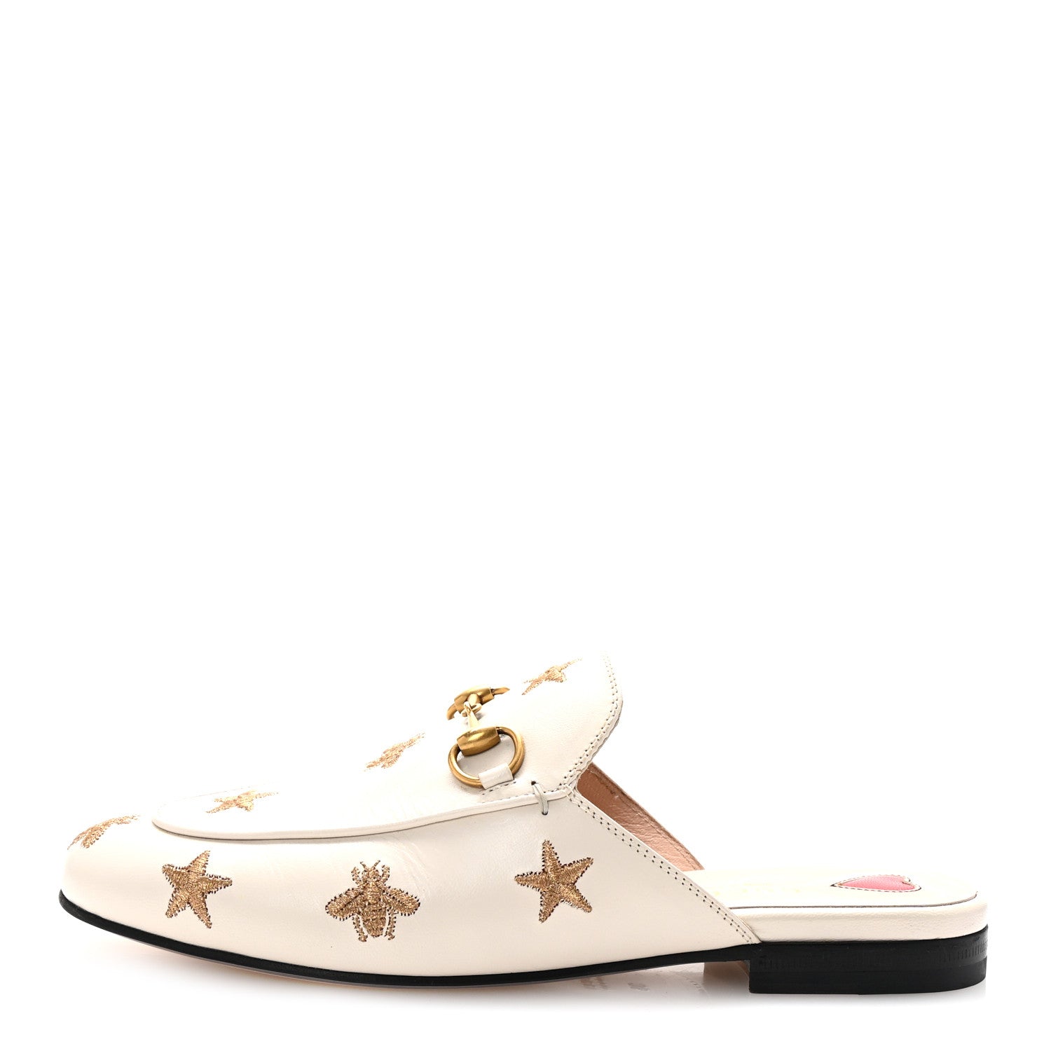 Gucci Goatskin Bee Star Embroidered Womens Princetown Slippers 36 Mystic White 1 of 10