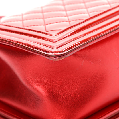 Chanel Metallic Patent Calfskin Quilted Medium Boy Flap Red 12 of 20