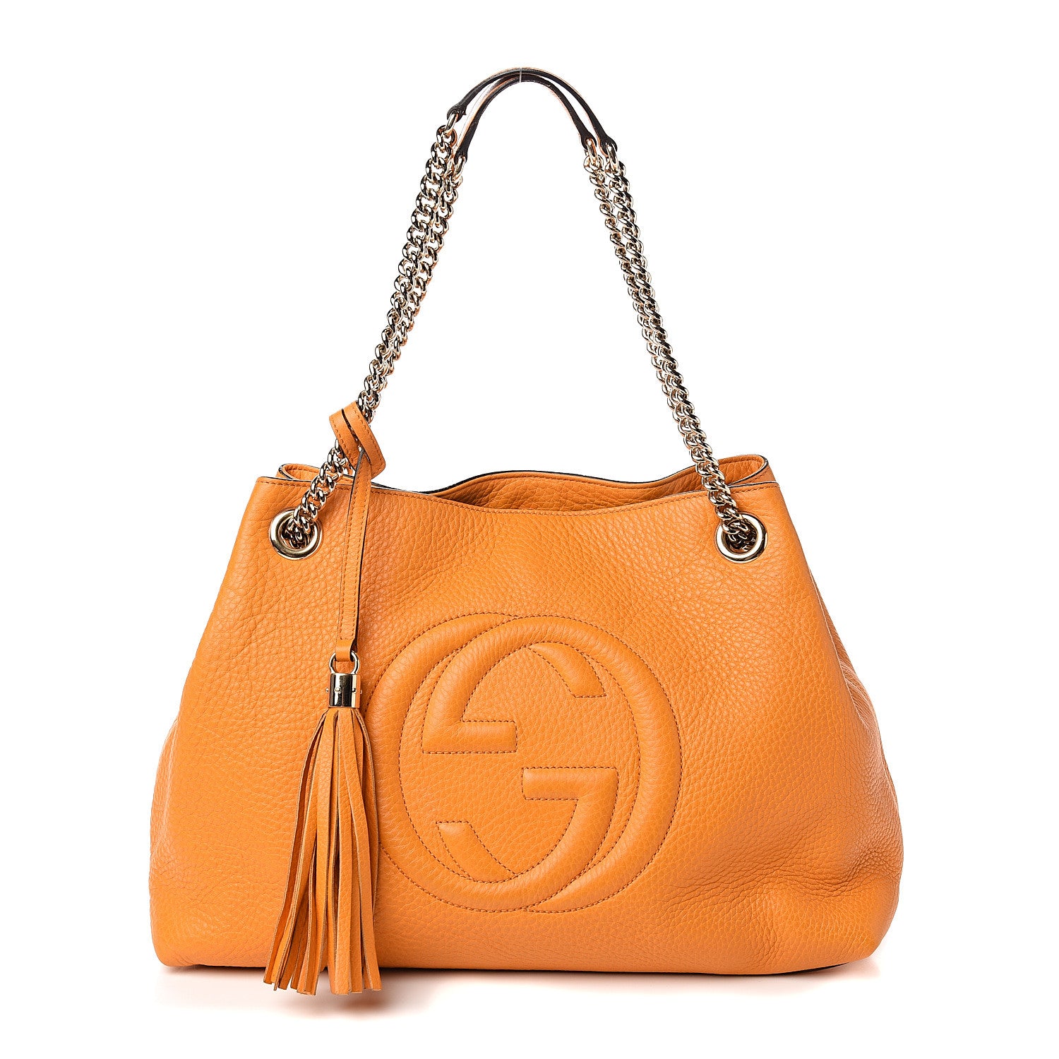 Gucci Pebbled Calfskin Medium Soho Chain Shoulder Bag Curcuma 1 of 9