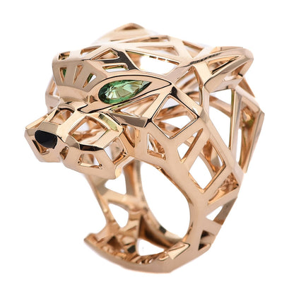 Cartier 18K Yellow Gold Tsavorite Onyx Panthere De Cartier Ring 57 8 1 of 8