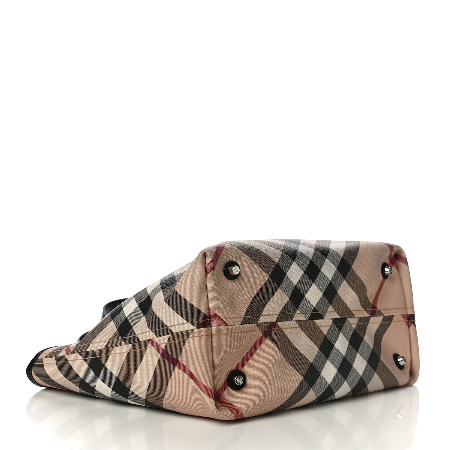 Burberry Nova Check Patent Trim Shopper Tote Black 4 of 15