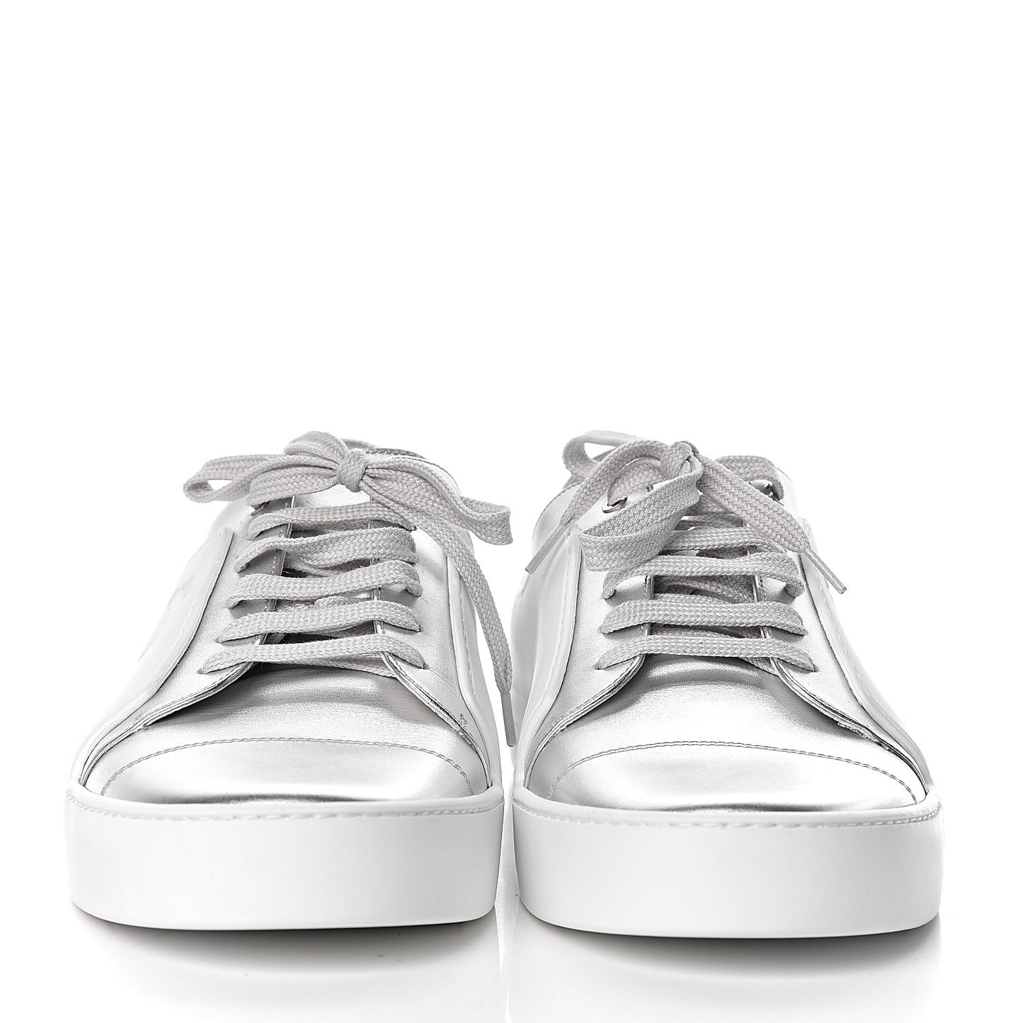 Iridescent Goatskin Mens Sneakers 45 White Silver