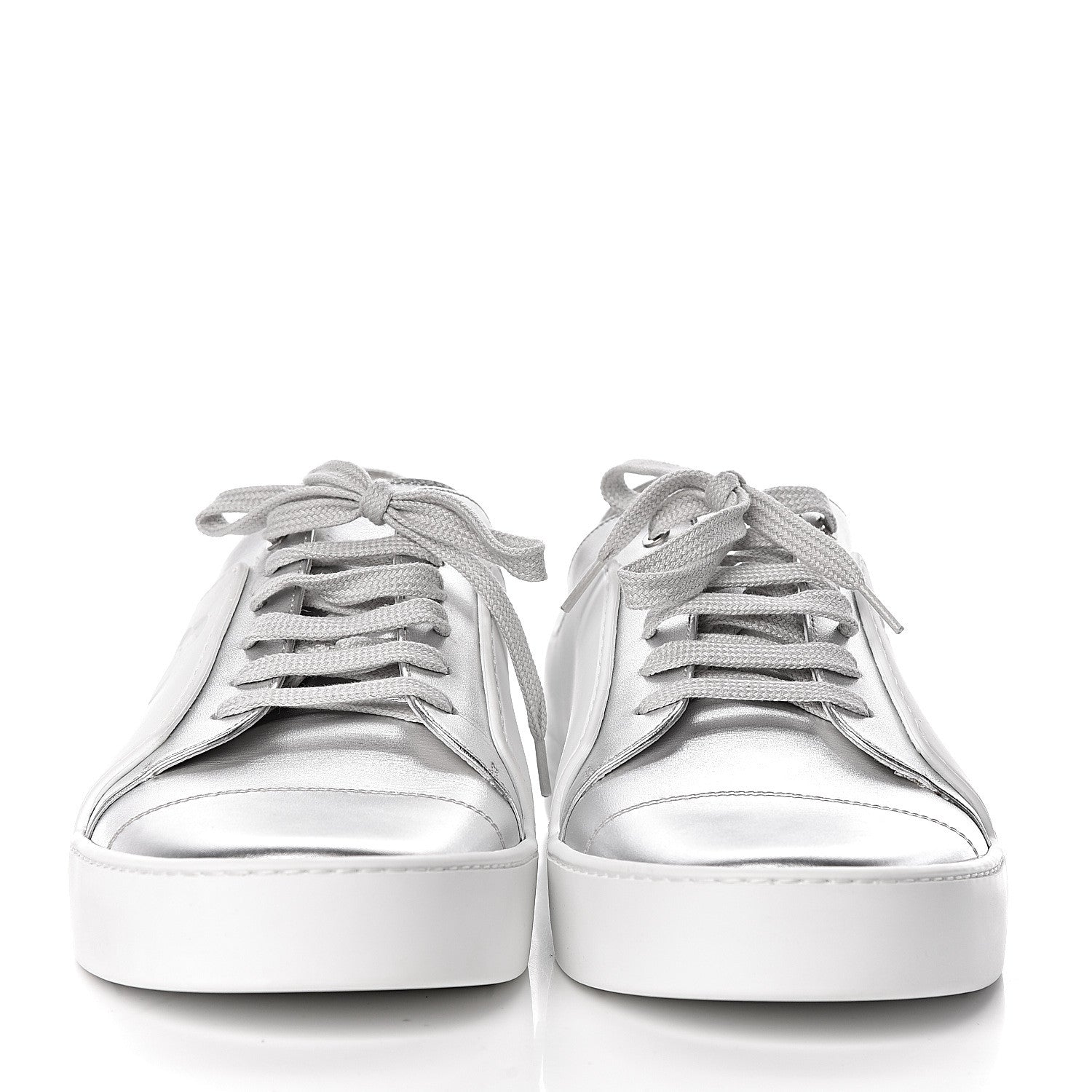 Chanel Iridescent Goatskin Mens Sneakers 45 White Silver 2 of 9