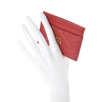 Gucci Calfskin Matelasse GG Marmont Card Holder Hibiscus Red 2 of 7