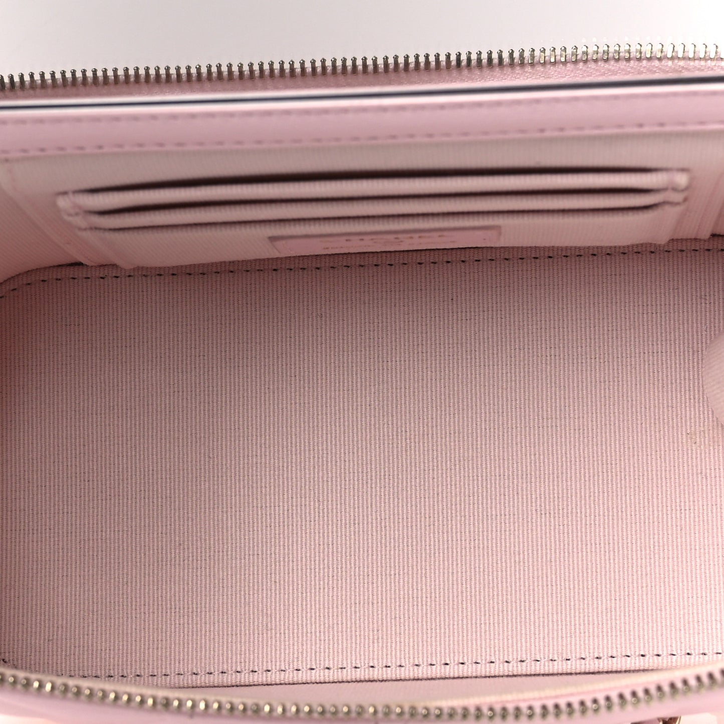 Lambskin Quilted Small Top Handle Vanity Case With Chain Light Pink