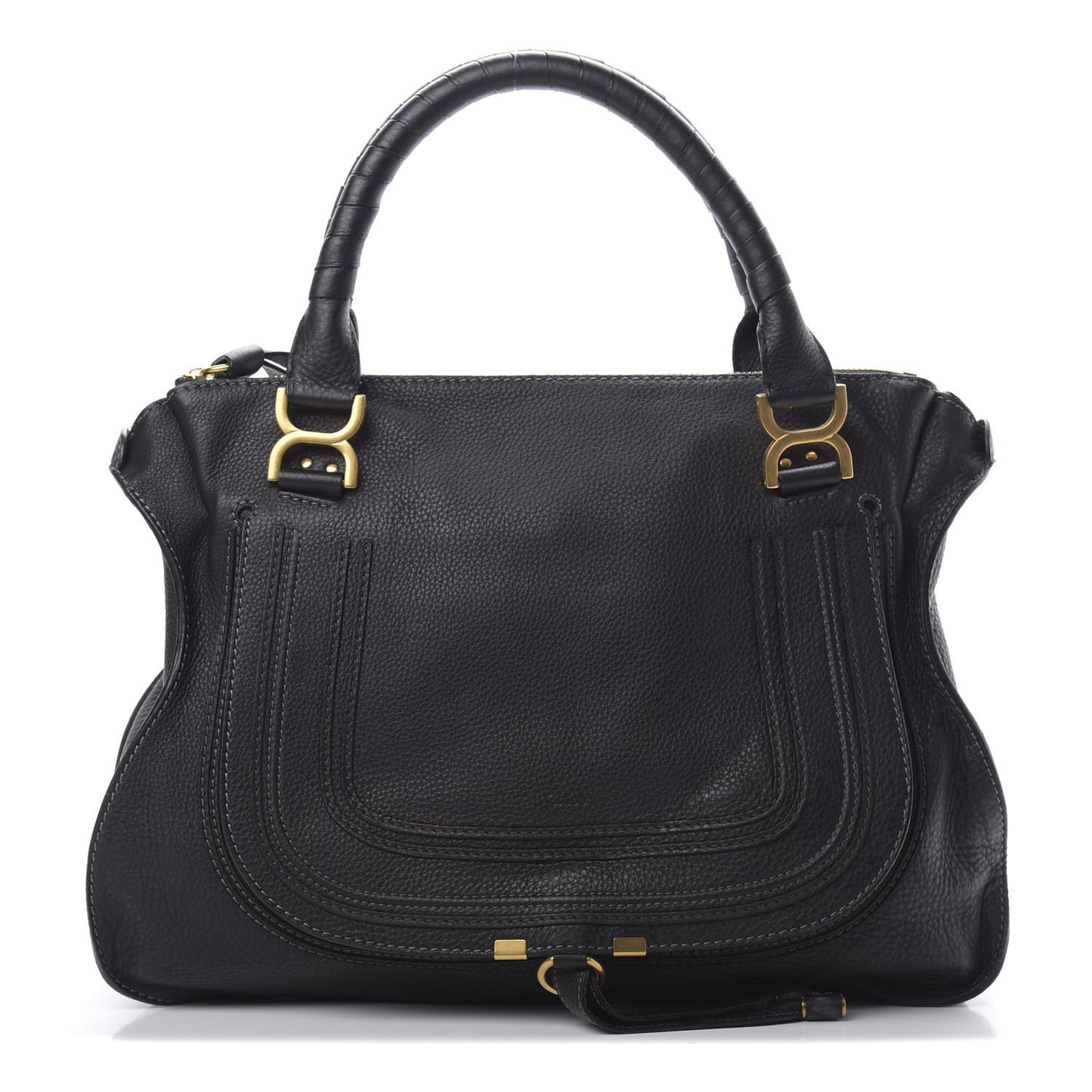 Calfskin Large Marcie Satchel Black