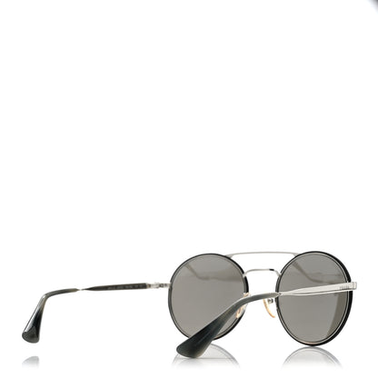 Prada Round Sunglasses SPR 51S Black Silver 4 of 8