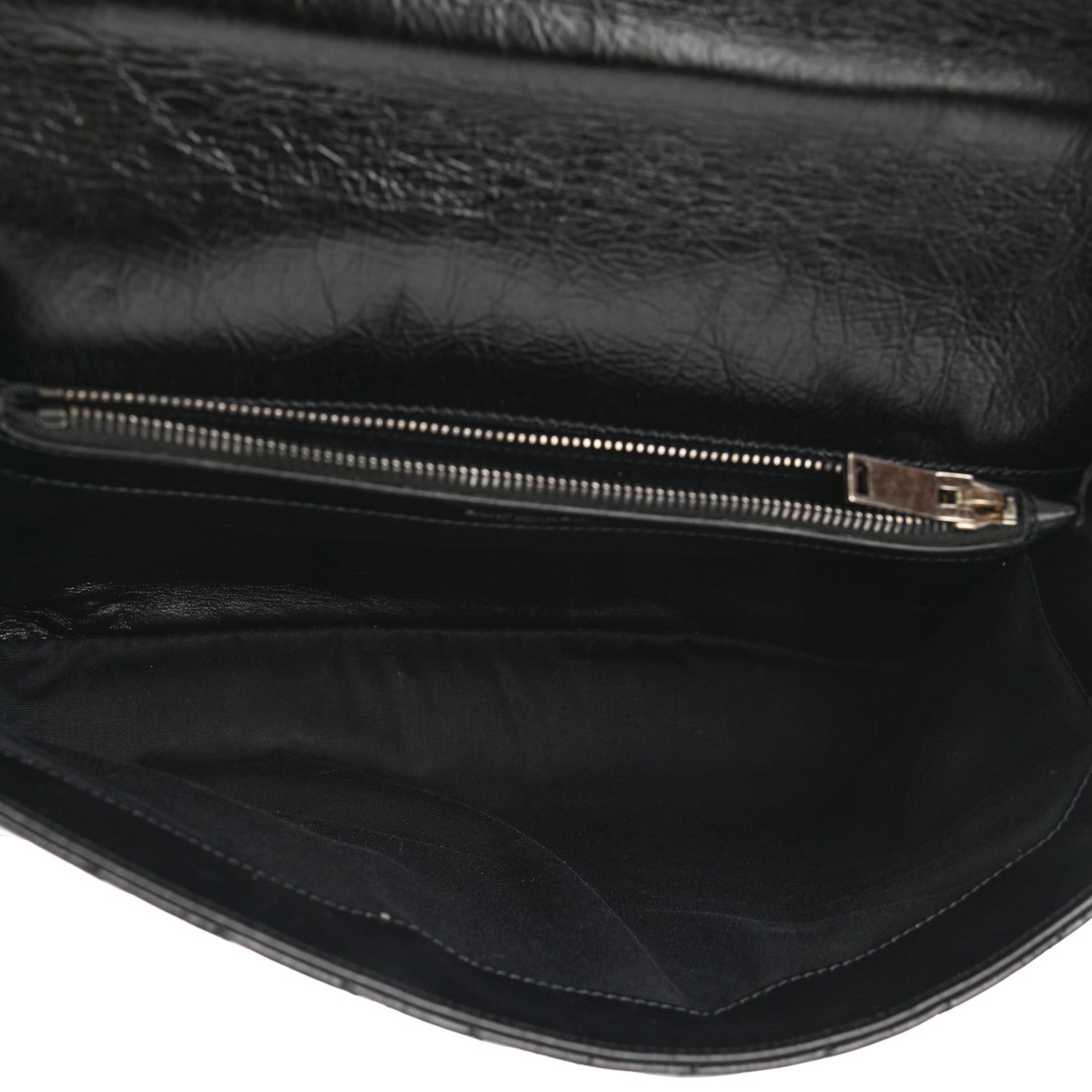 Saint Laurent Cracked Shiny Calfskin Matelasse Chevron Monogram Large College Satchel Black 4 of 9