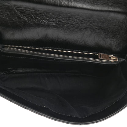 Saint Laurent Cracked Shiny Calfskin Matelasse Chevron Monogram Large College Satchel Black 5 of 10