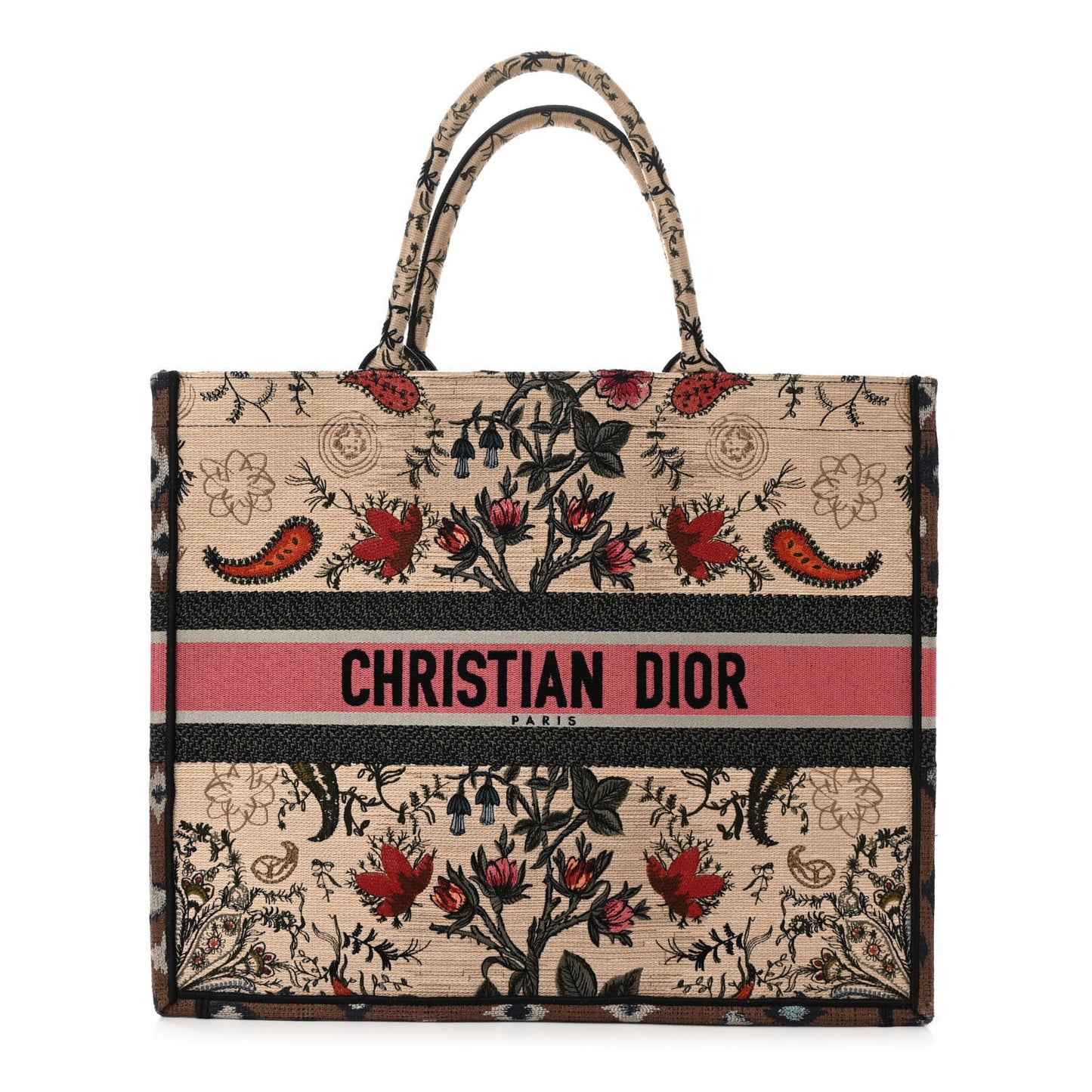 Canvas Embroidered Large Broderie Dior Flowers Book Tote Multicolor