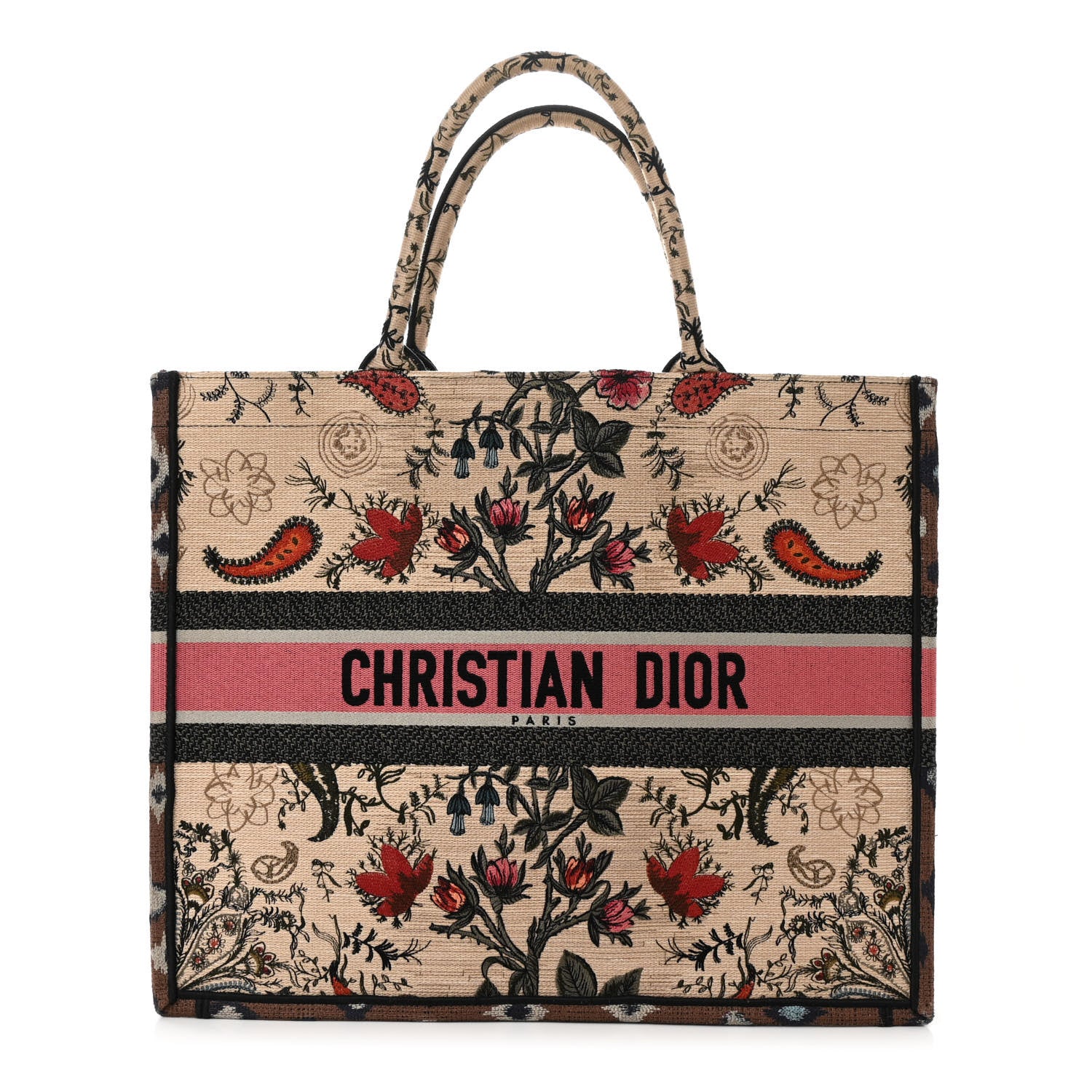 Christian Dior Canvas Embroidered Large Broderie Dior Flowers Book Tote Multicolor 1 of 10