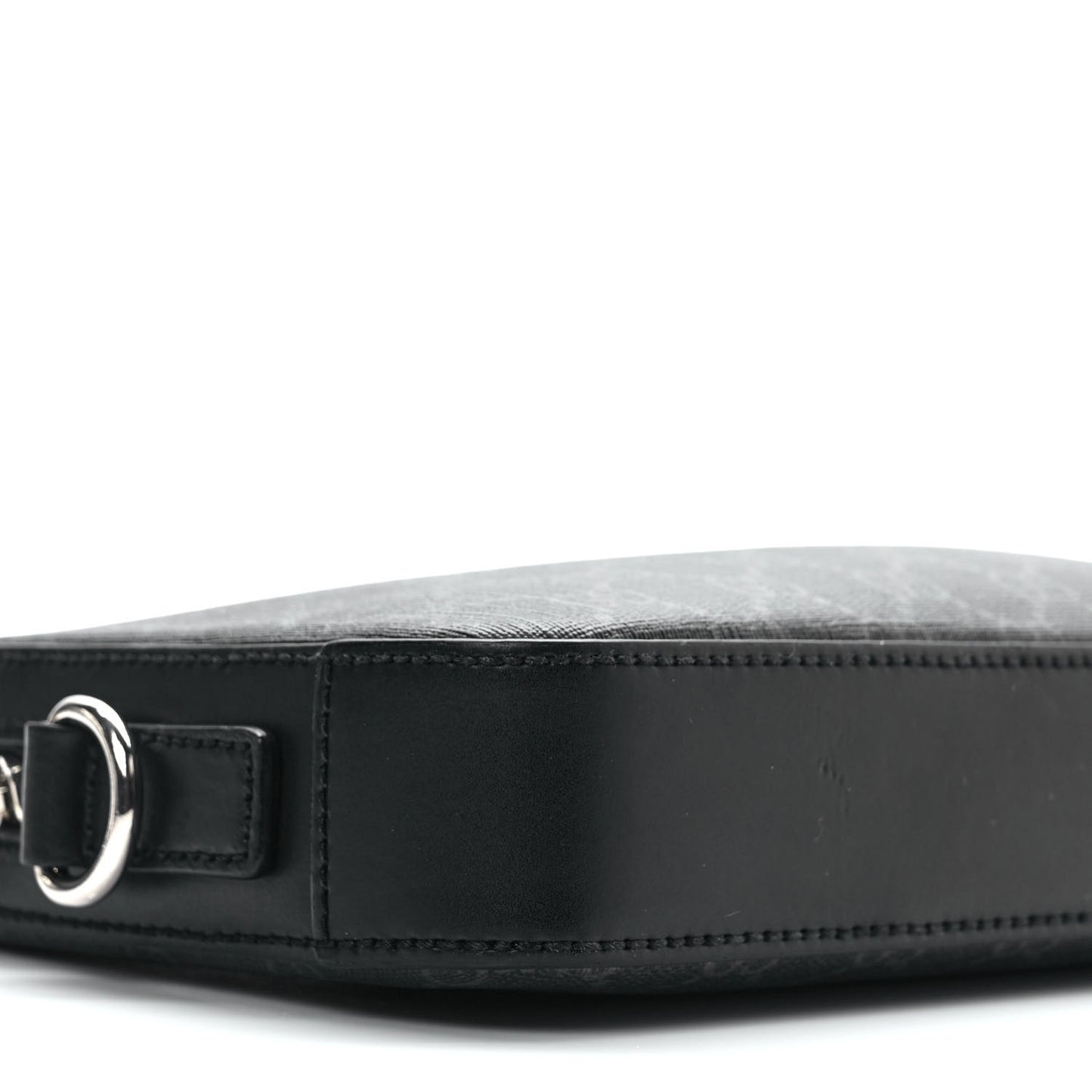 GG Supreme Monogram Appia Calfskin Web Wristlet Black