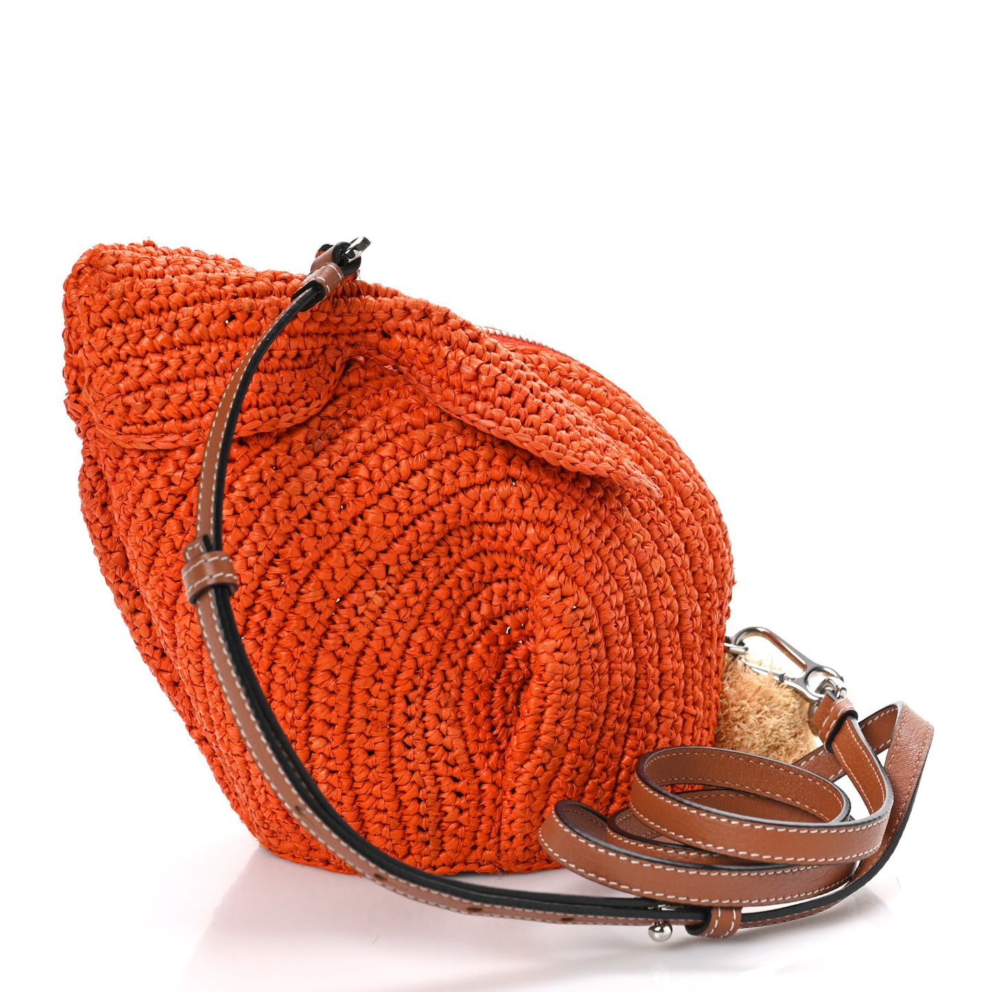 Raffia Mini Bunny Crossbody Bag Orange