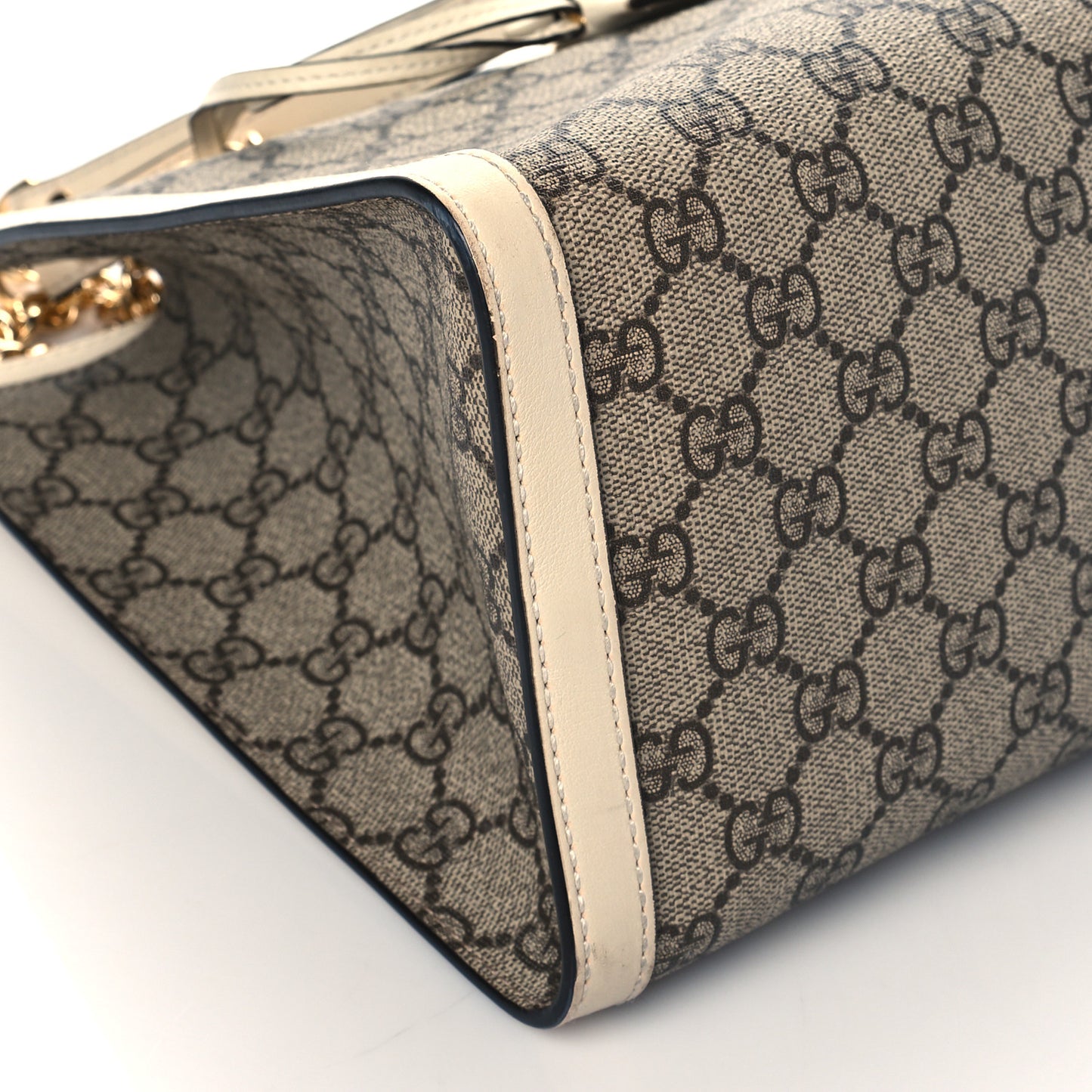 GG Supreme Monogram Medium Padlock Tote White