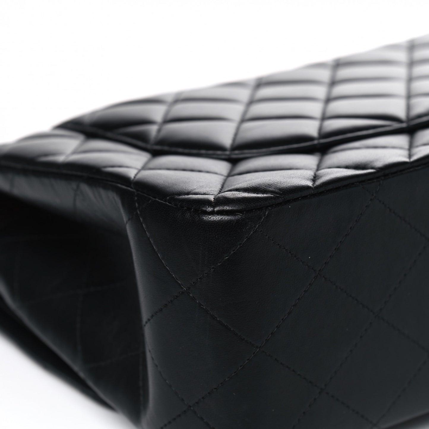 Lambskin Quilted Jumbo Double Flap Black