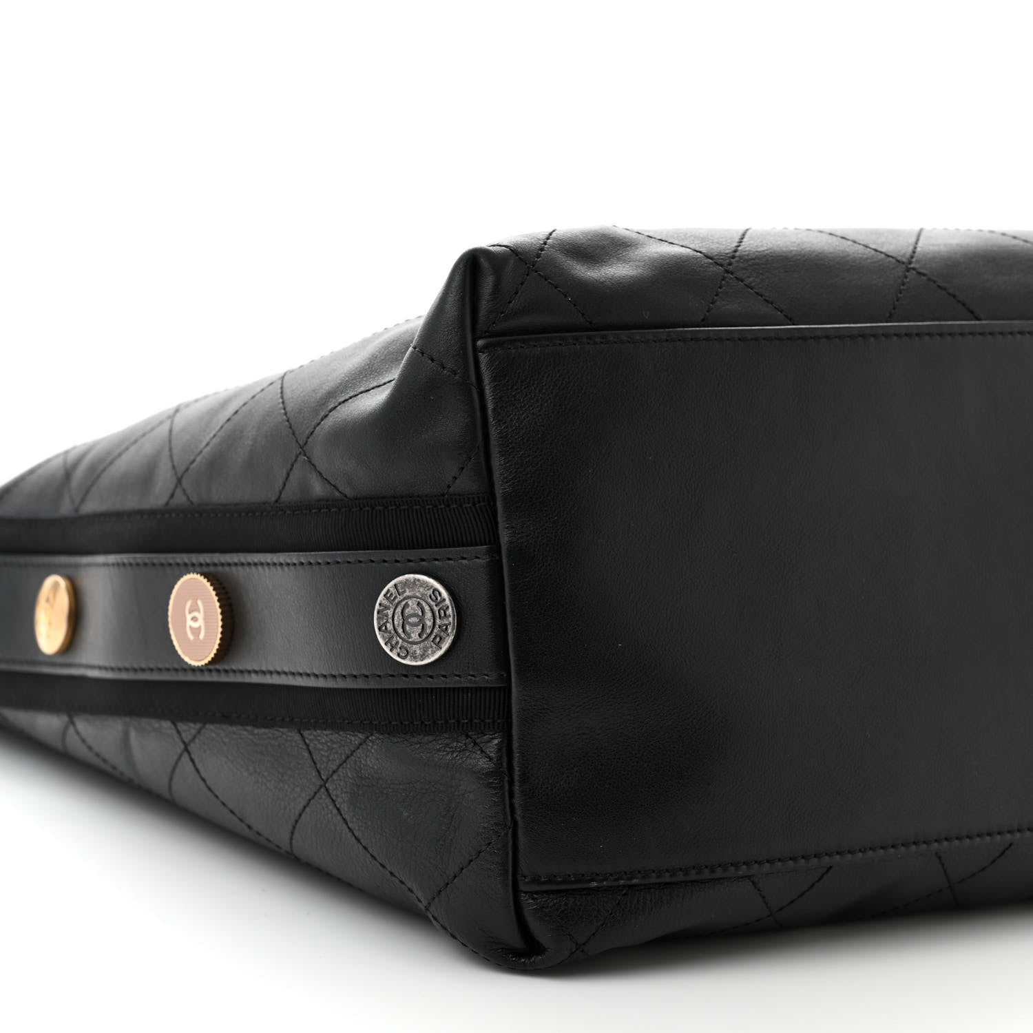 Chanel Calfskin Stitched Large Button Up Hobo Black 9 of 11