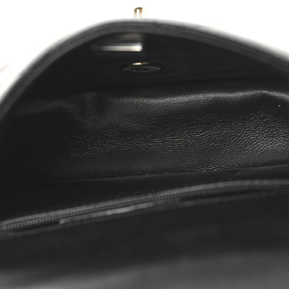 Chanel Lambskin Quilted Resin Pearl Chain Top Handle Flap Black 5 of 10
