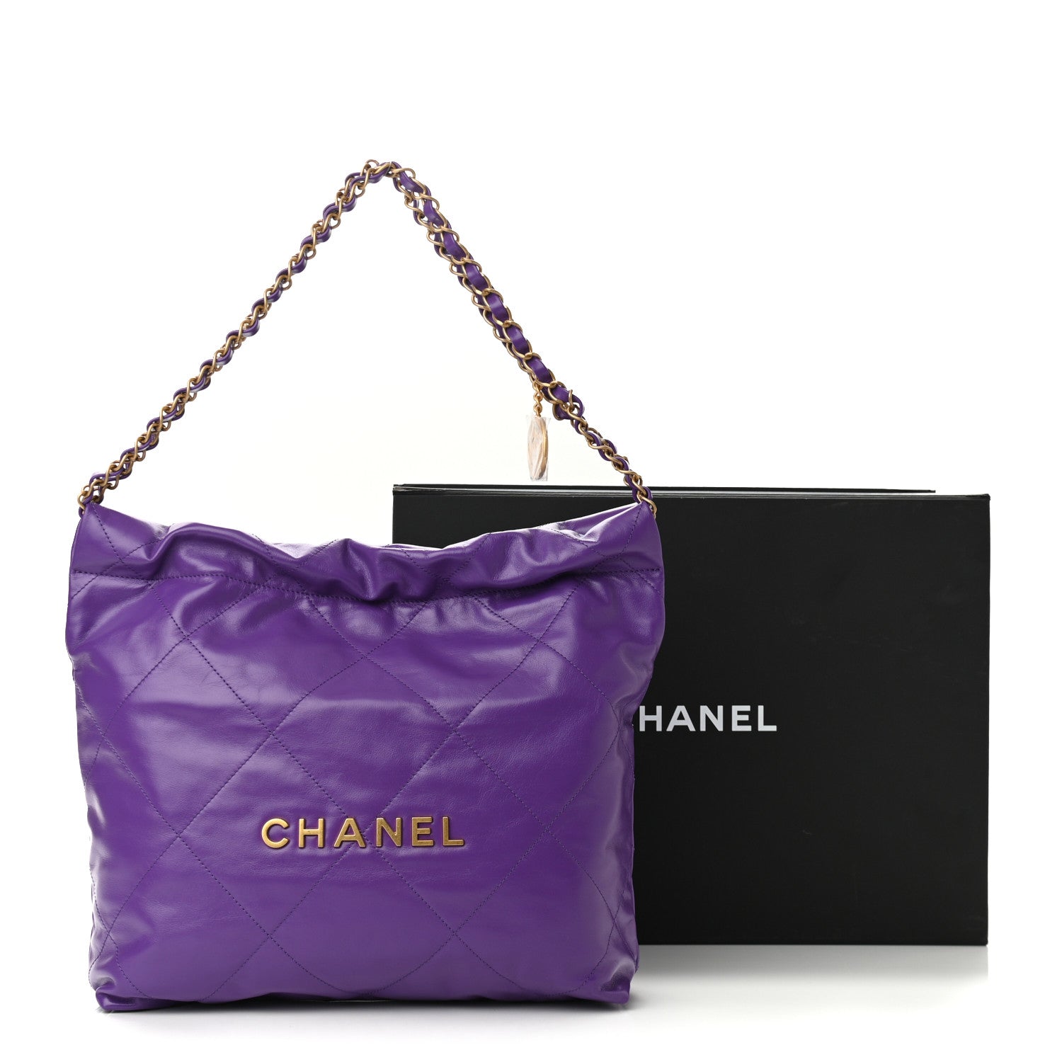 Chanel Shiny Calfskin Quilted Small Chanel 22 Purple 11 of 11