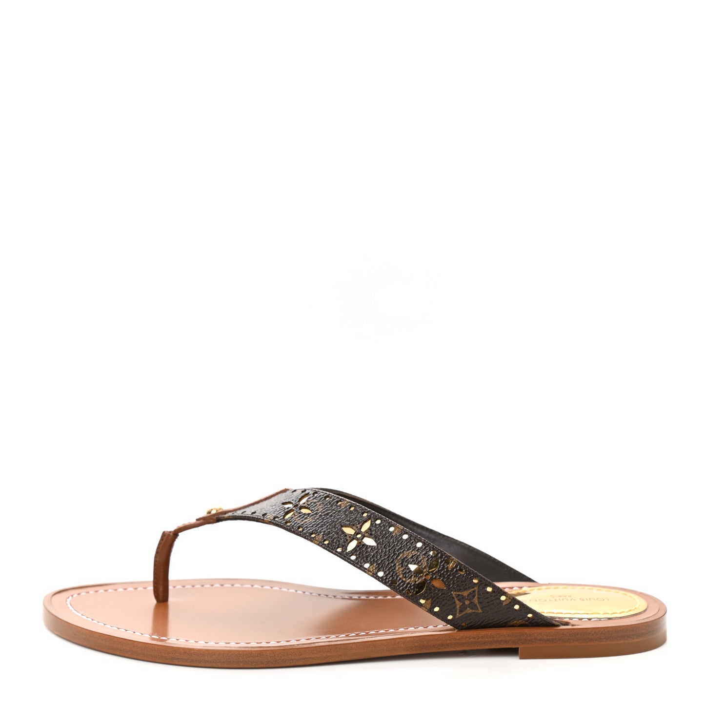 Monogram Sunny Flat Thong Sandals 38 Brown