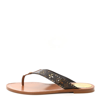 Louis Vuitton Monogram Sunny Flat Thong Sandals 38 Brown 1 of 8