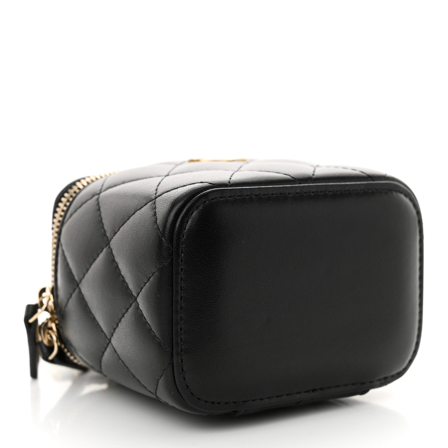 Chanel Lambskin Quilted Top Handle Mini Vanity Case With Chain Black 4 of 11