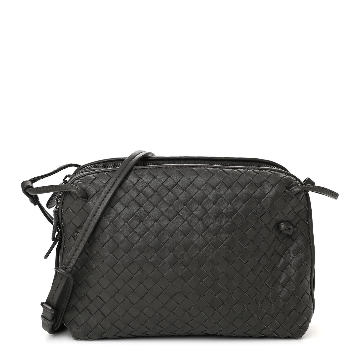 Nappa Intrecciato Crossbody Messenger Light Grey