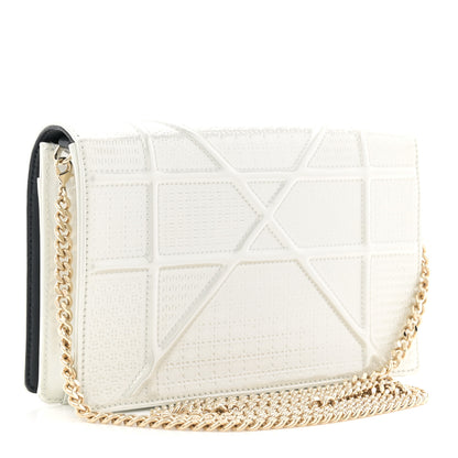 Christian Dior Patent Micro-Cannage Diorama Wallet on Chain Pouch White 3 of 9