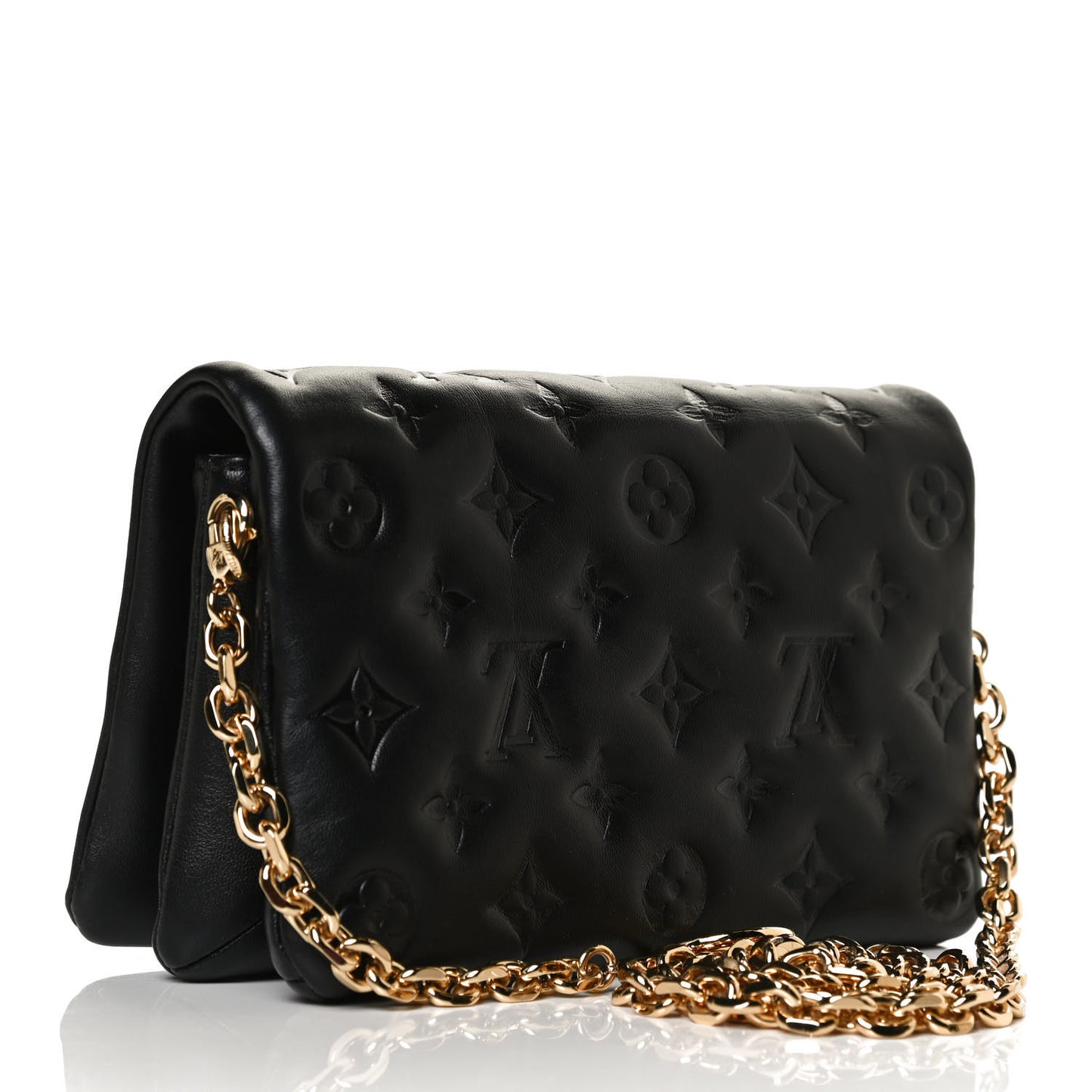 Lambskin Embossed Monogram Pochette Coussin Black