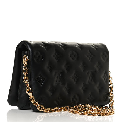 Louis Vuitton Lambskin Embossed Monogram Pochette Coussin Black 3 of 14