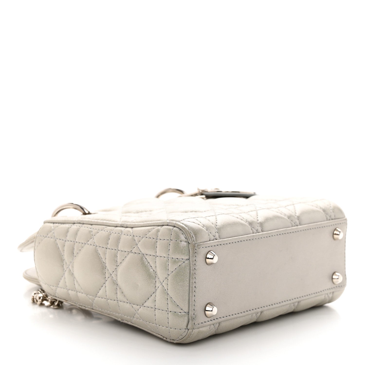 Christian Dior Metallic Nubuck Cannage Mini Lady Dior Silver 4 of 12