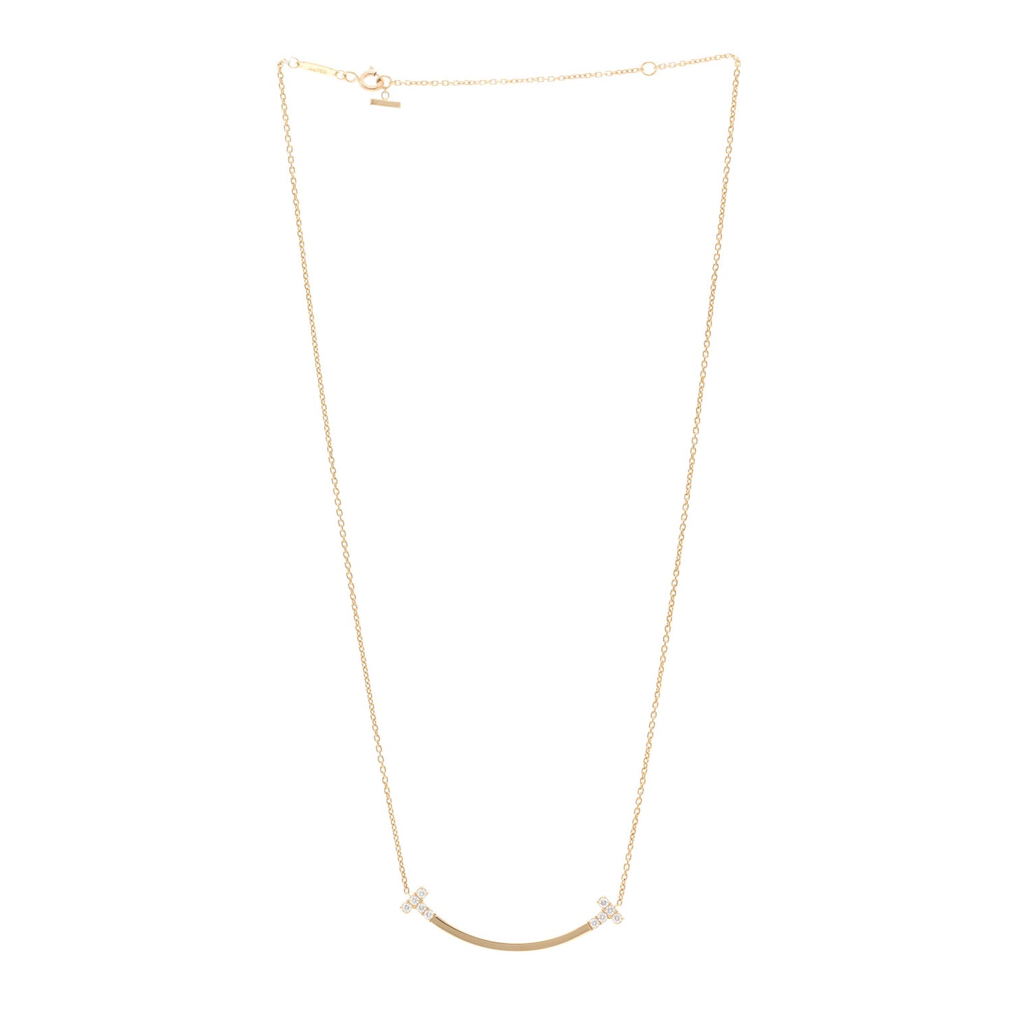 18K Yellow Gold Diamond .19ctw Medium T Smile Pendant Necklace