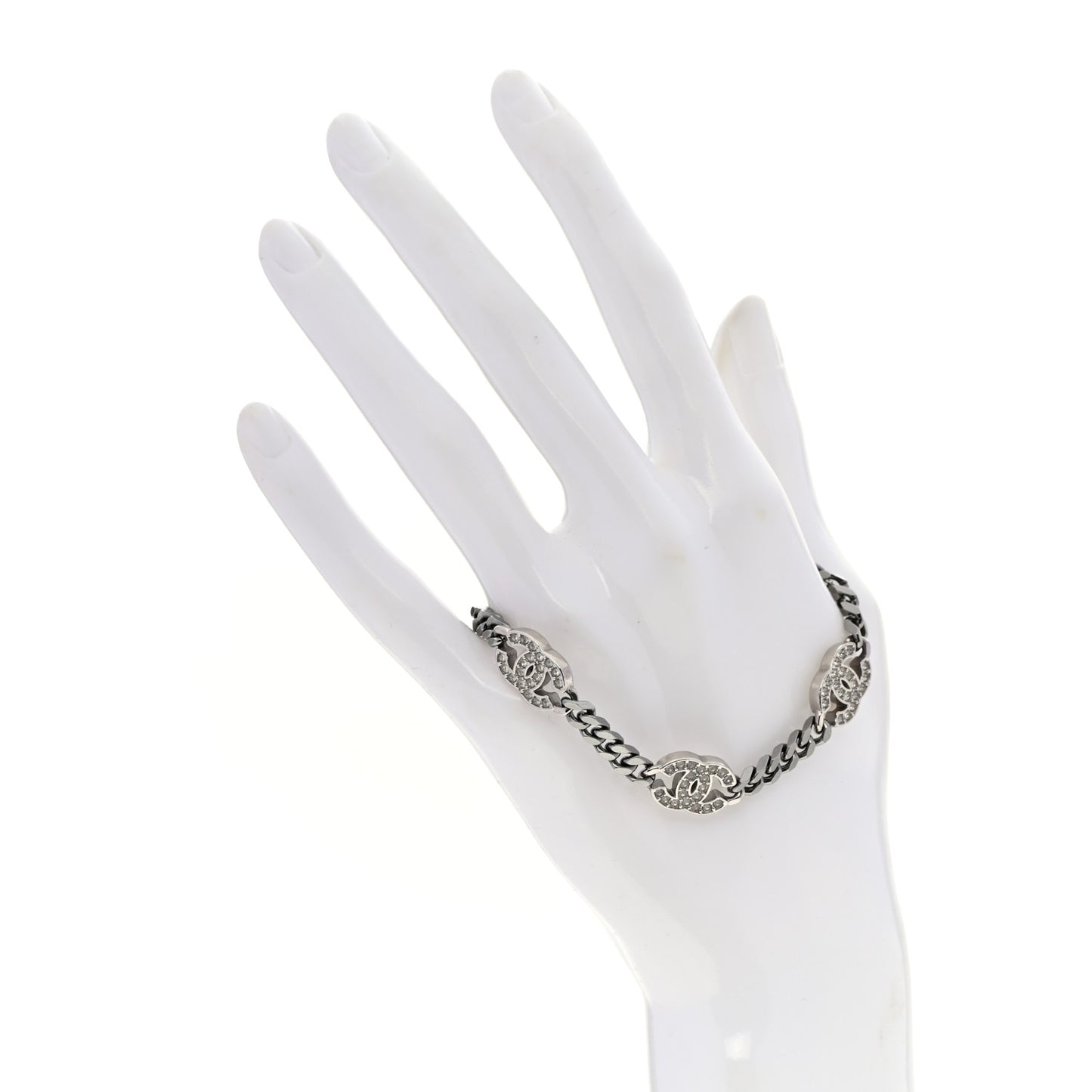Crystal CC Chain Bracelet Silver