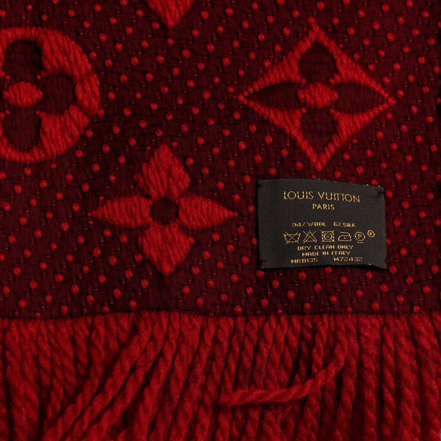 Wool Silk Logomania Scarf Rubis