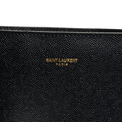 Saint Laurent Textured Grain de Poudre Leather North/South Medium Museum Tote Navy Blue 8 of 8