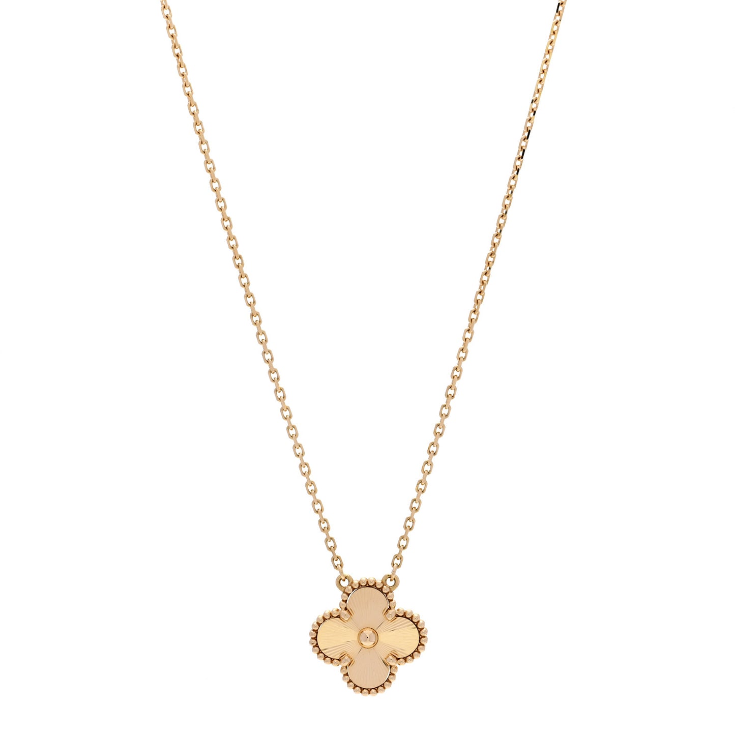 18K Yellow Gold Guilloche Vintage Alhambra Pendant Necklace