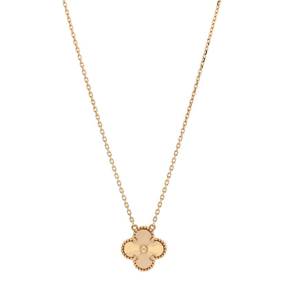 Van Cleef & Arpels 18K Yellow Gold Guilloche Vintage Alhambra Pendant Necklace 1 of 6