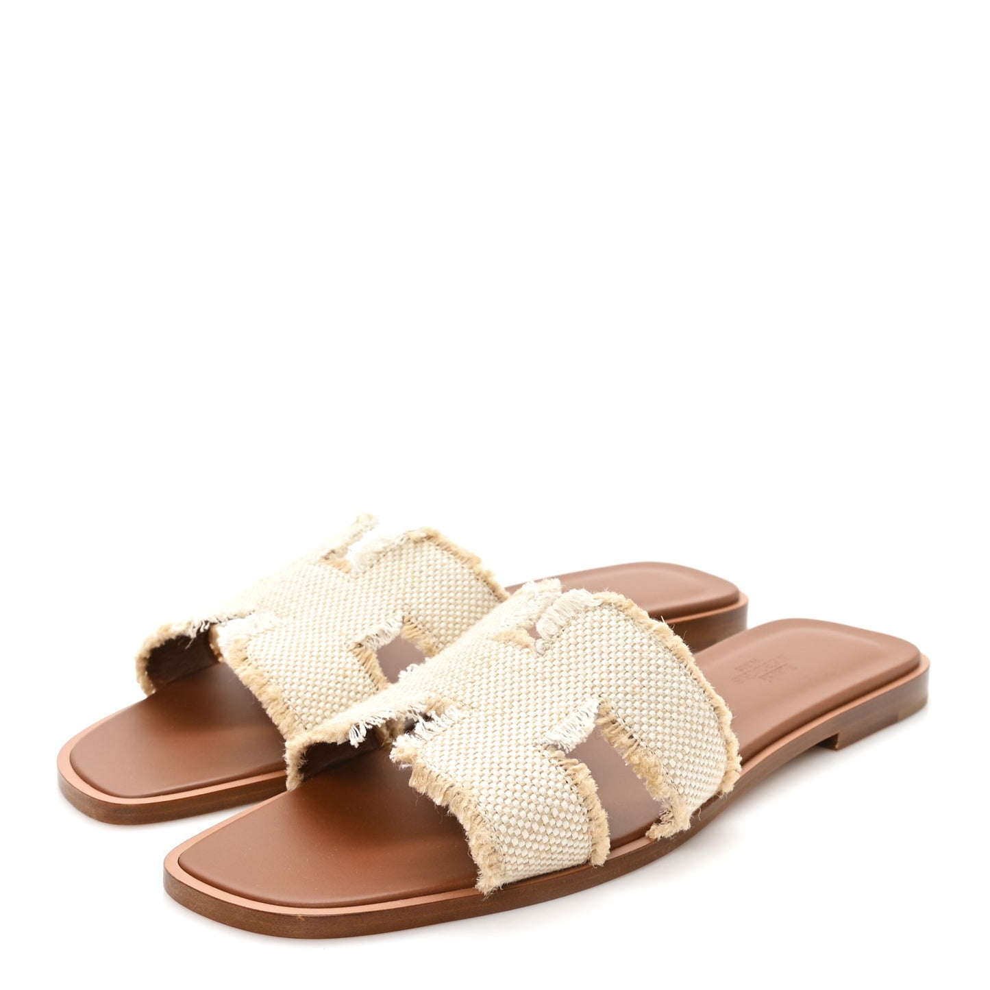 Linen Canvas Fringe Oran Sandals 38 Beige