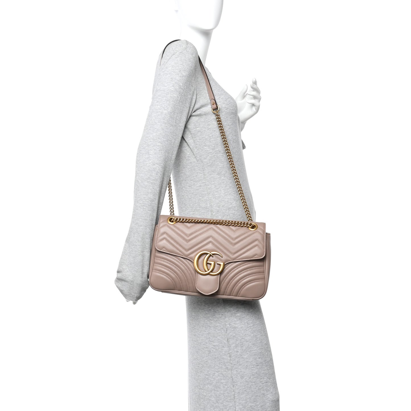 Calfskin Matelasse Medium GG Marmont Shoulder Bag Porcelain Rose