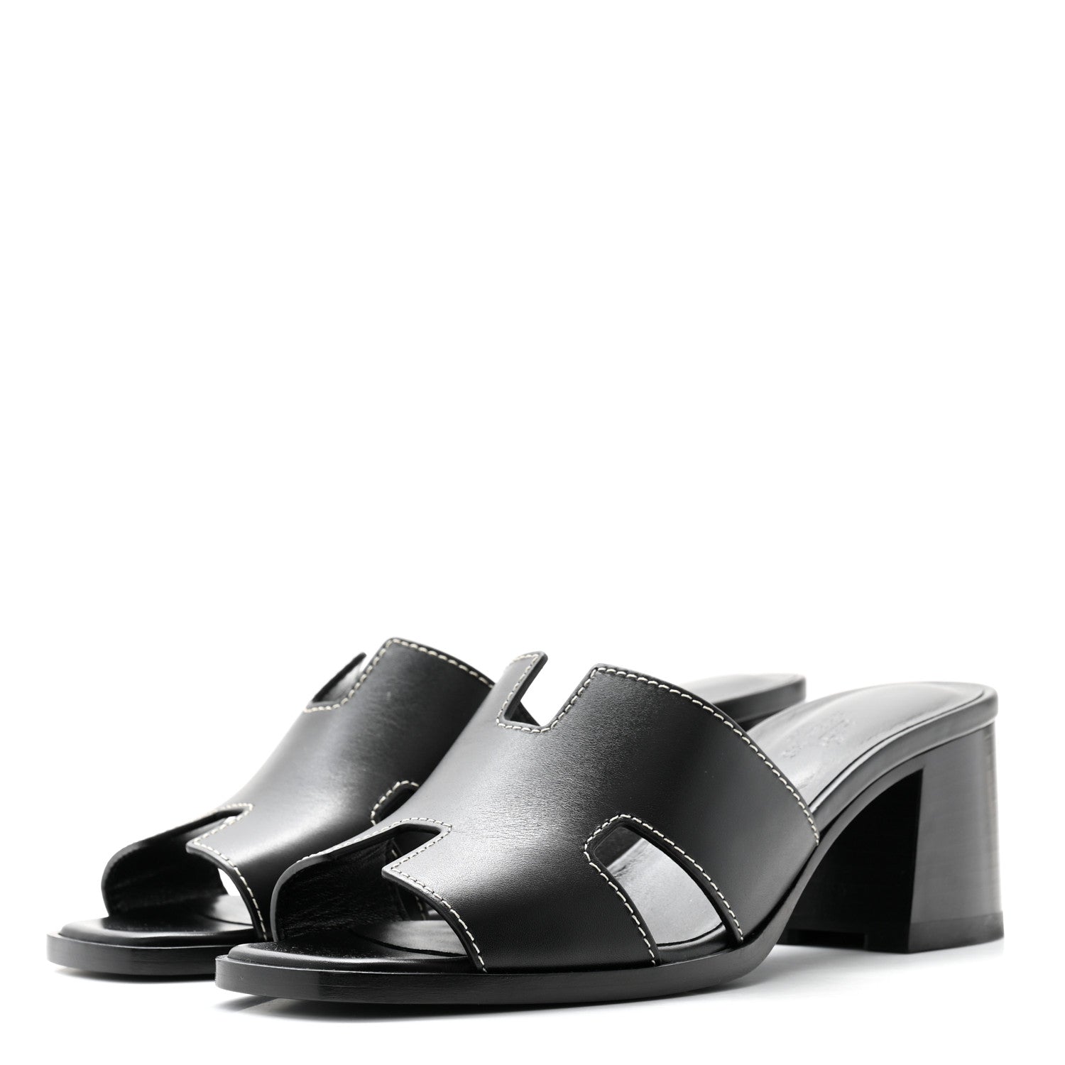 Hermes Calfskin Helia Sandals 37 Black 3 of 9