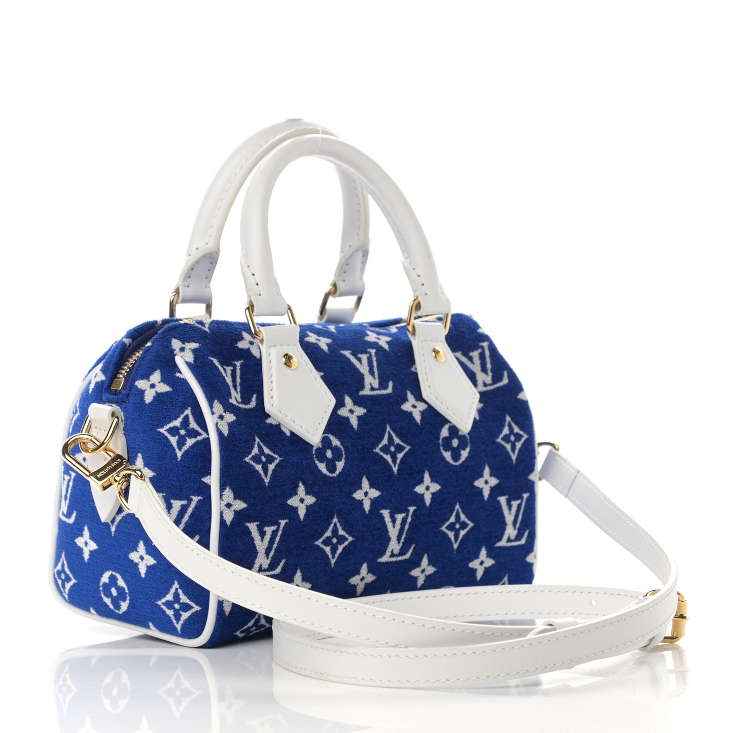Jacquard Velvet Monogram LV Match Speedy Bandouliere 20 Blue