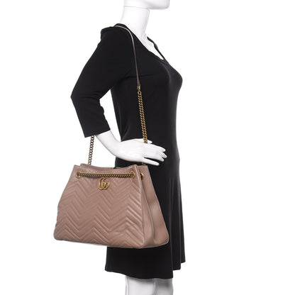 Gucci Calfskin Matelasse Medium GG Marmont Shoulder Tote Bag Porcelain Rose 2 of 9