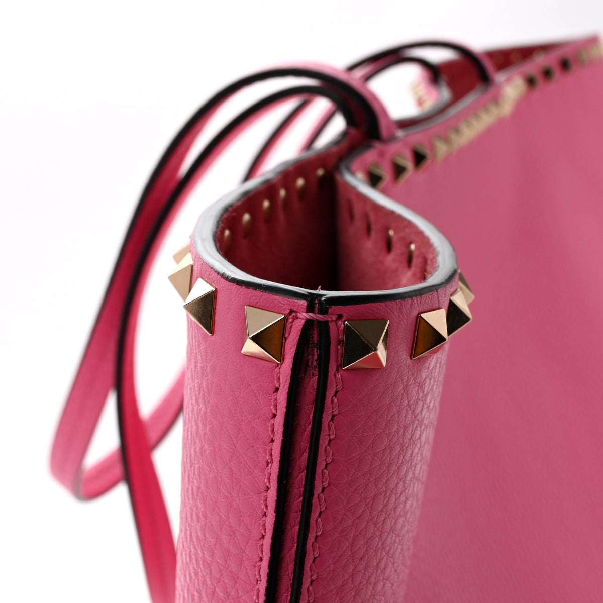 Valentino Garavani Grained Calfskin Rockstud Shoulder Tote Feminine Pink 12 of 13