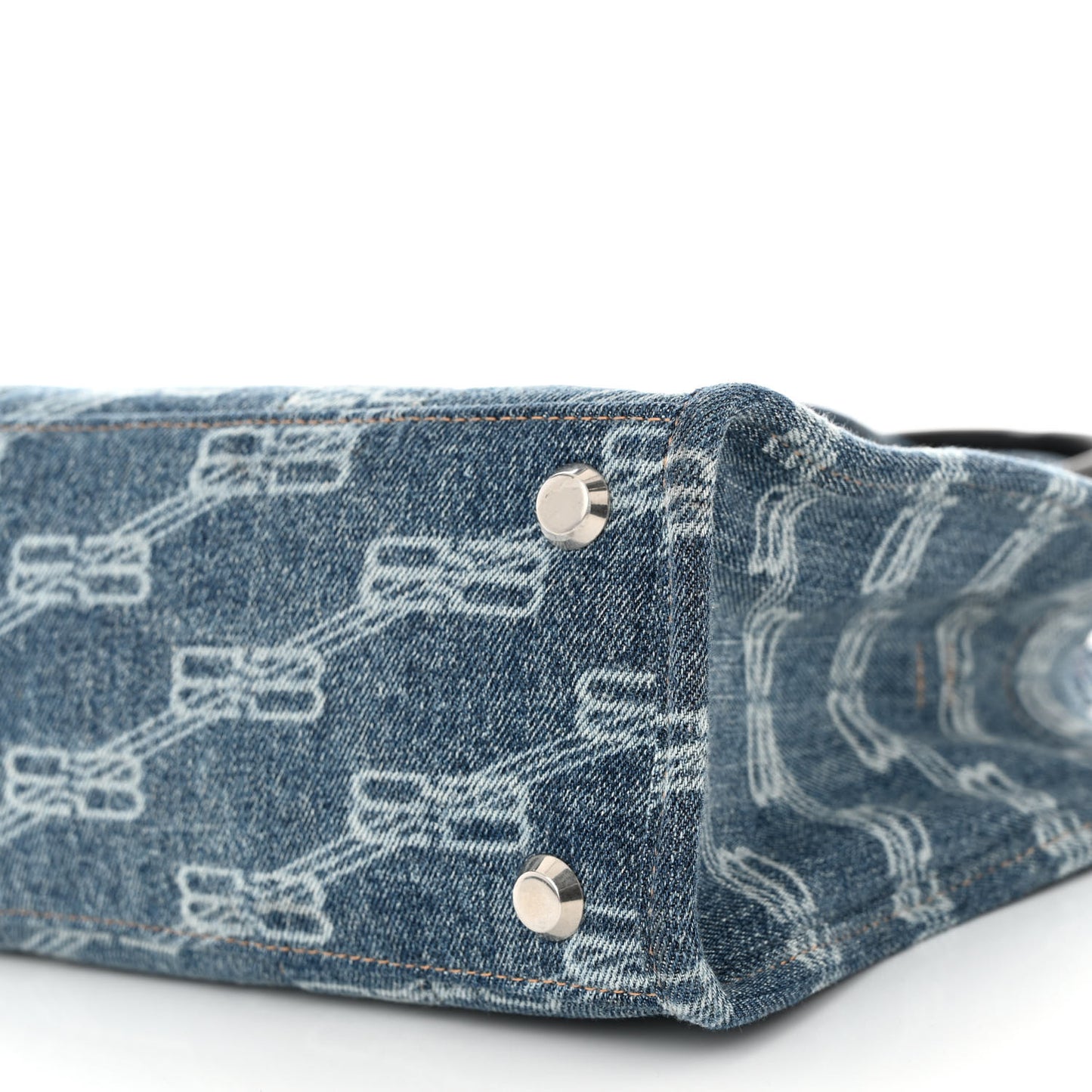 Bleached Denim BB Monogram Small Hardware Tote Blue