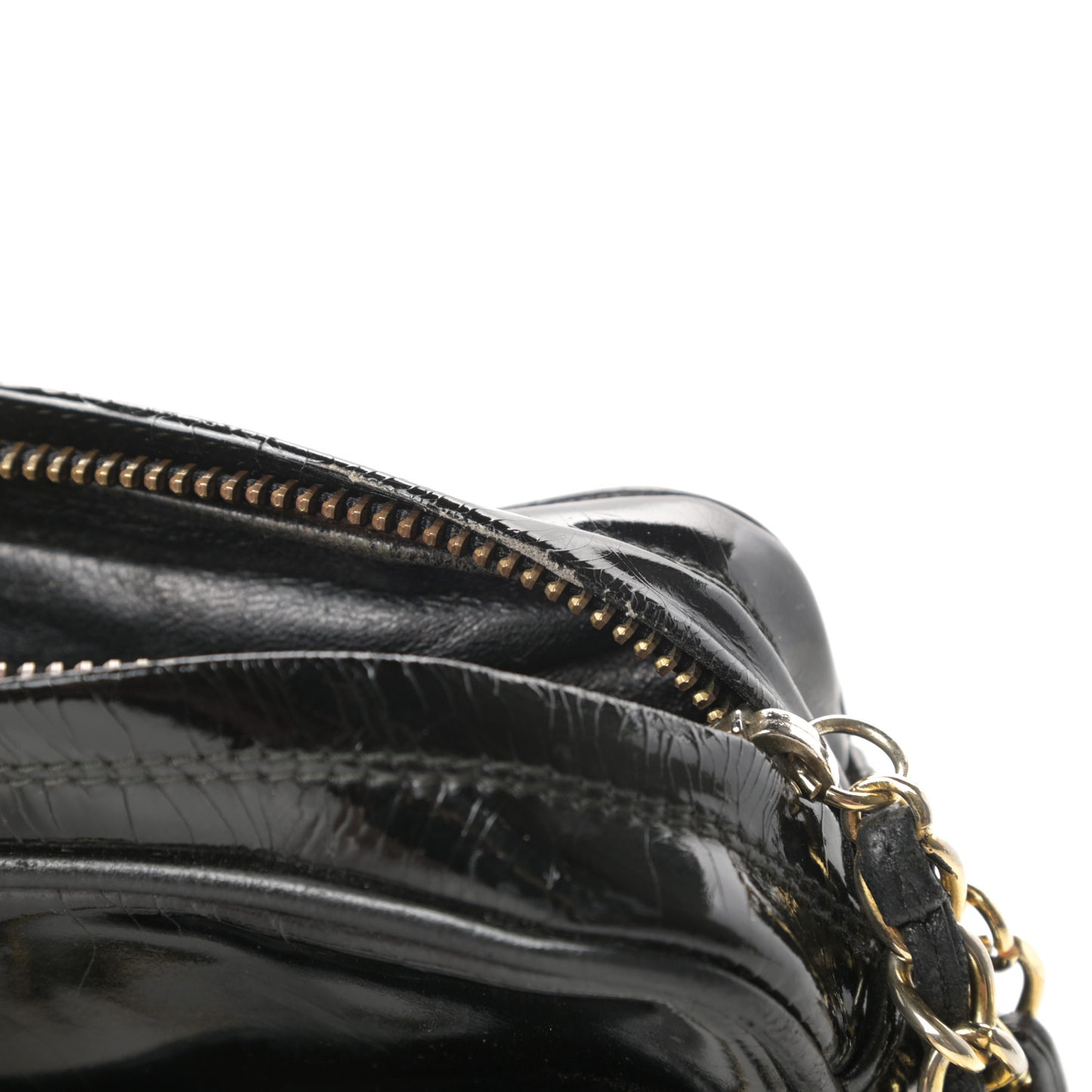 Patent Quilted Tassel Camera Case Black