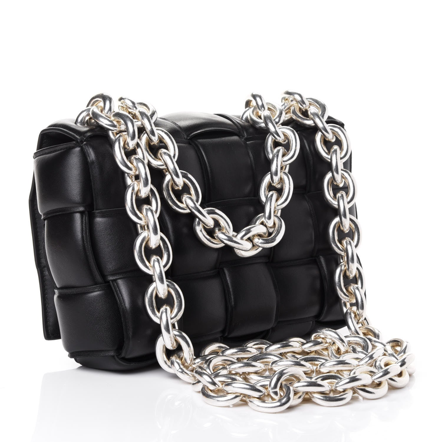 Bottega Veneta Lambskin Maxi Intreccio Padded Chain Cassette Crossbody Bag Black 2 of 4