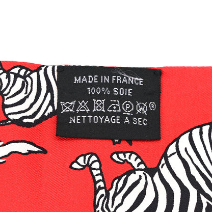 Hermes Silk Les Zebres Twilly Rouge Black White 4 of 4